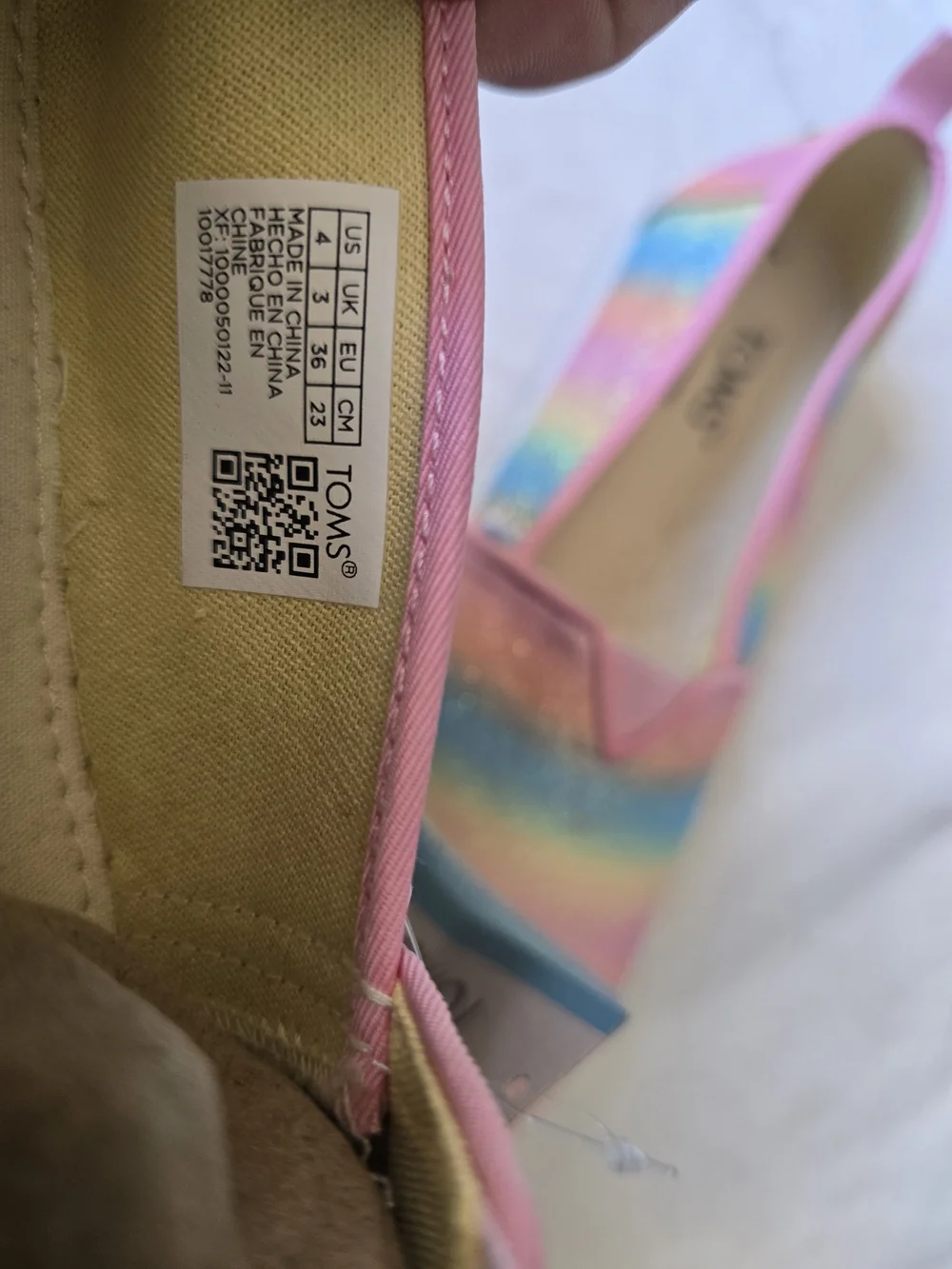 TOMS Kids' Rainbow Glitter Slip-On Shoes - Pink Multi